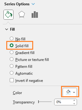 Columns within a Column Chart fill with light color