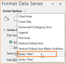 Vertical Dumbbell chart  select the series