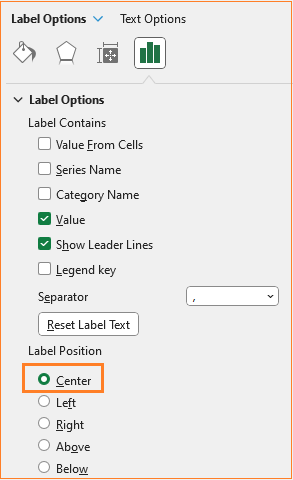 Matchstick chart position labels to center