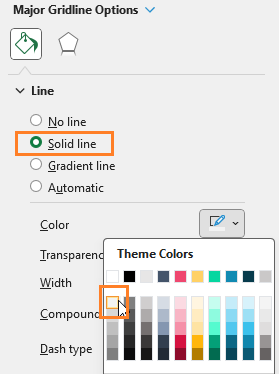 Columns within a Column Chart major gridline color