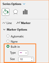 bullet chart change marker type to dash