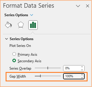 small multiple column chart set Gap width to 100%