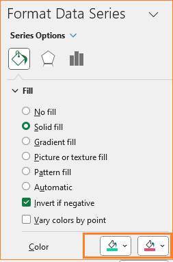 Column Chart to Display Variance with Different Colors fill color