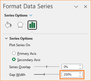 small multiple column chart Gap width of other series to 200%