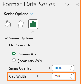 Column Chart to Display Actual, Target, and Variance modified chart modify column colors increase gap width