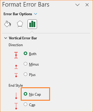 Vertical Dumbbell chart  format error bars