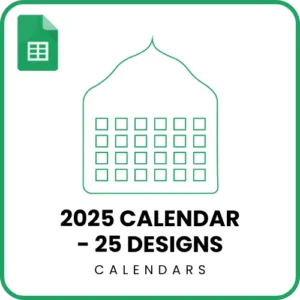 2025 Calendar 25 Designs Googlesheet