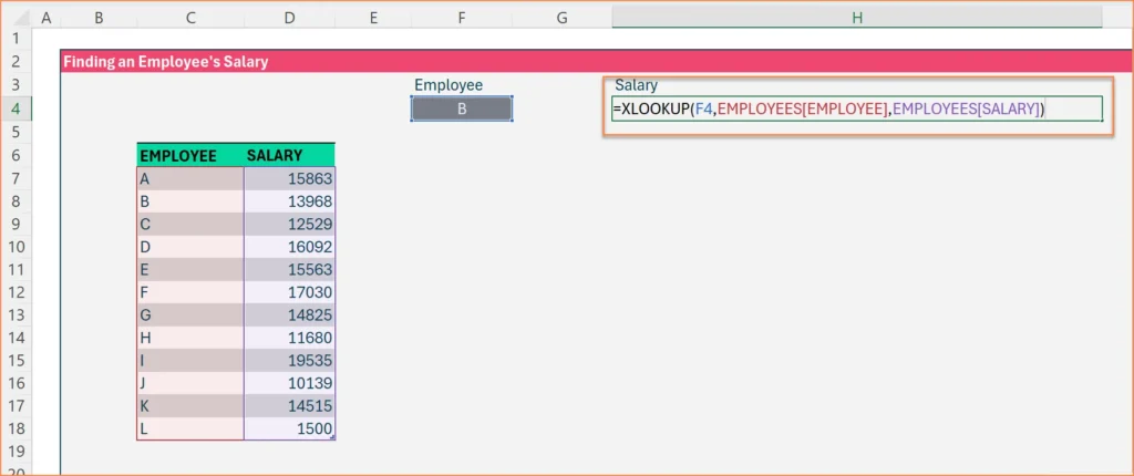 Finding Employee salary - Formula